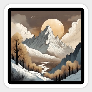 Moonlit Winter River Sticker